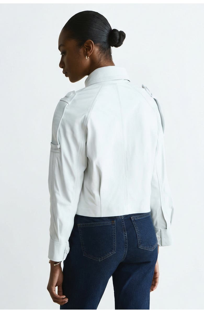 FURNIQ UK Rose Leather Jacket, Alternate, color, White