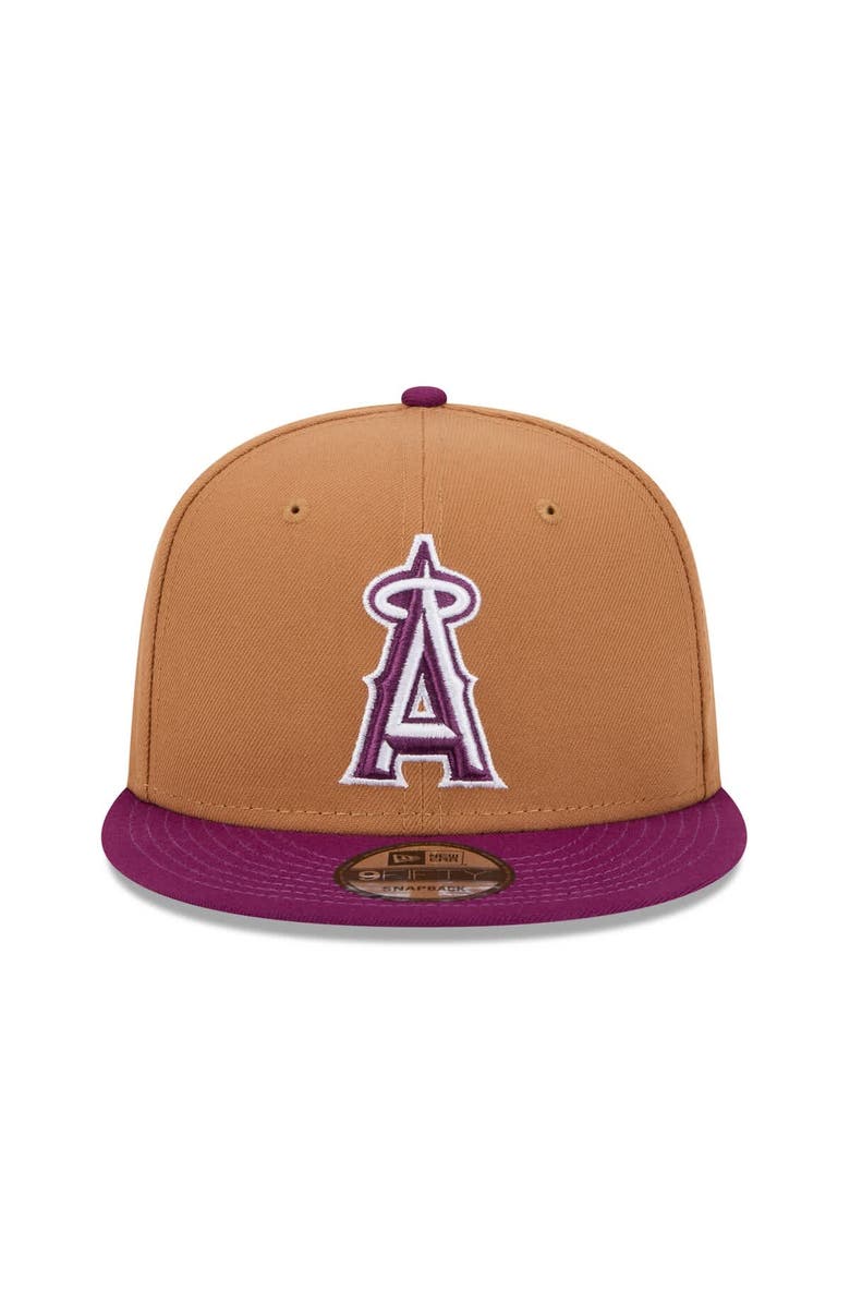 New Era Men's New Era Brown/Purple Los Angeles Angels Color Pack Two-Tone 9FIFTY Snapback Hat, Alternate, color, Brown