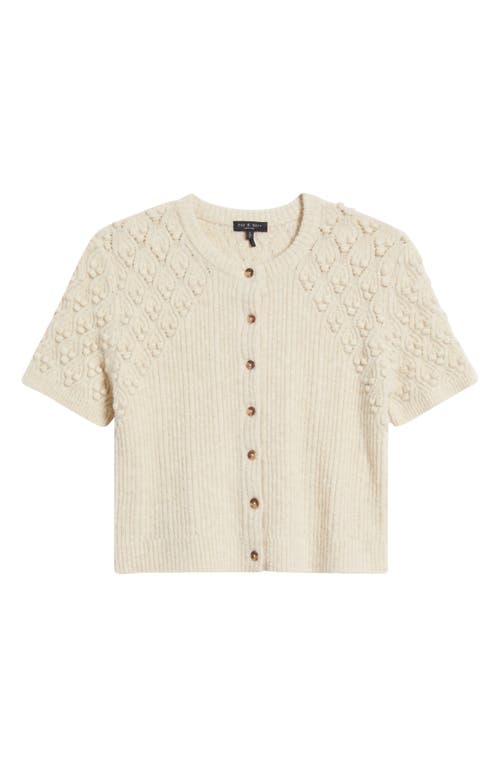 Rag & Bone Sierra Pom Short Sleeve Cardigan In Yellow