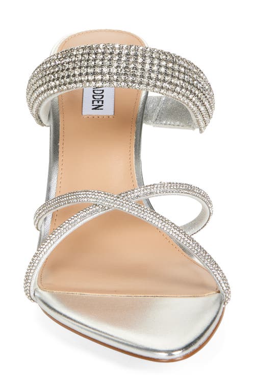 Steve Madden Camina Crystal Strap Slide Sandal In Silver