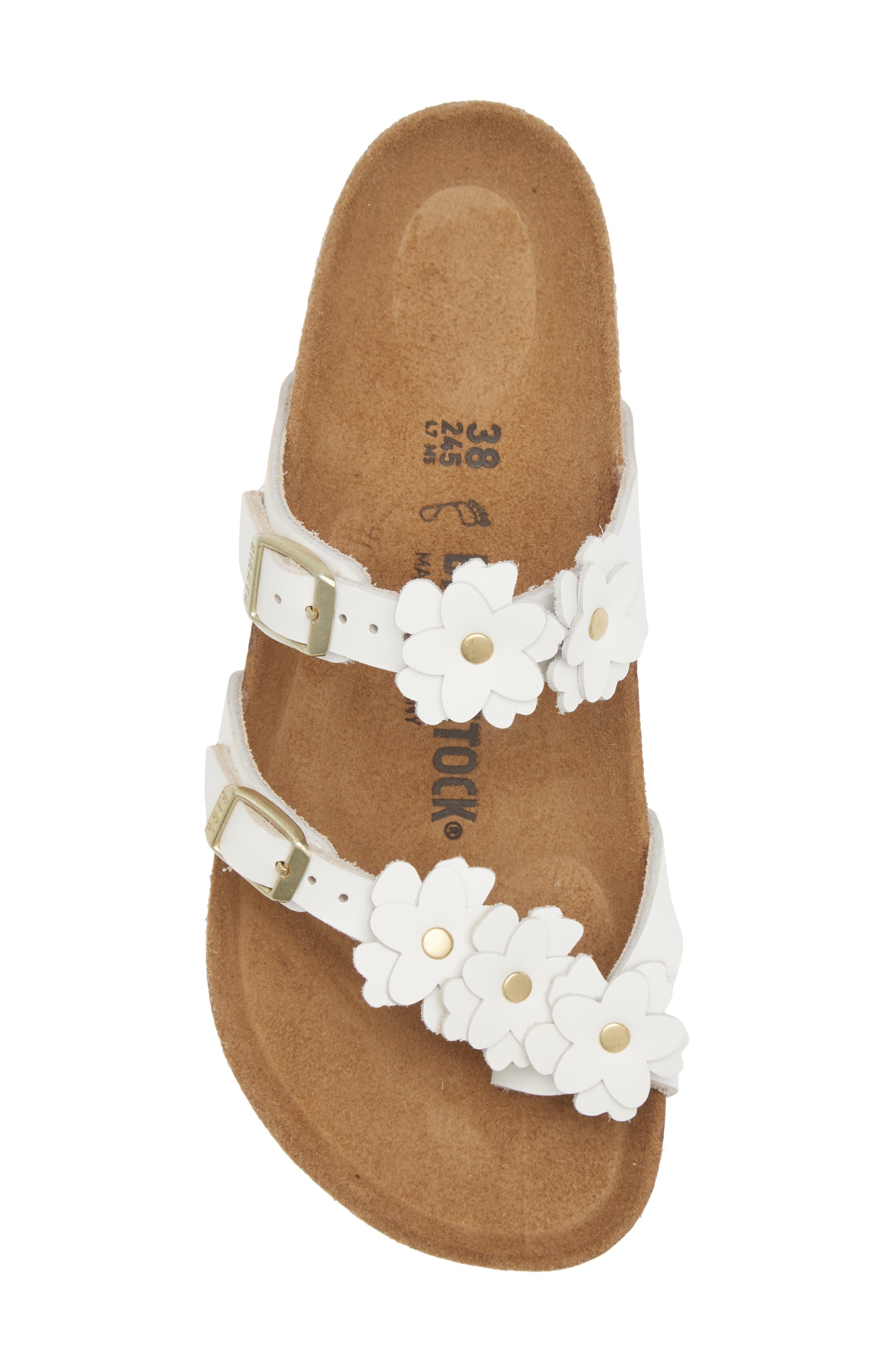 Birkenstock Mayari Flowers Toe Loop Sandal, Alternate, color, White