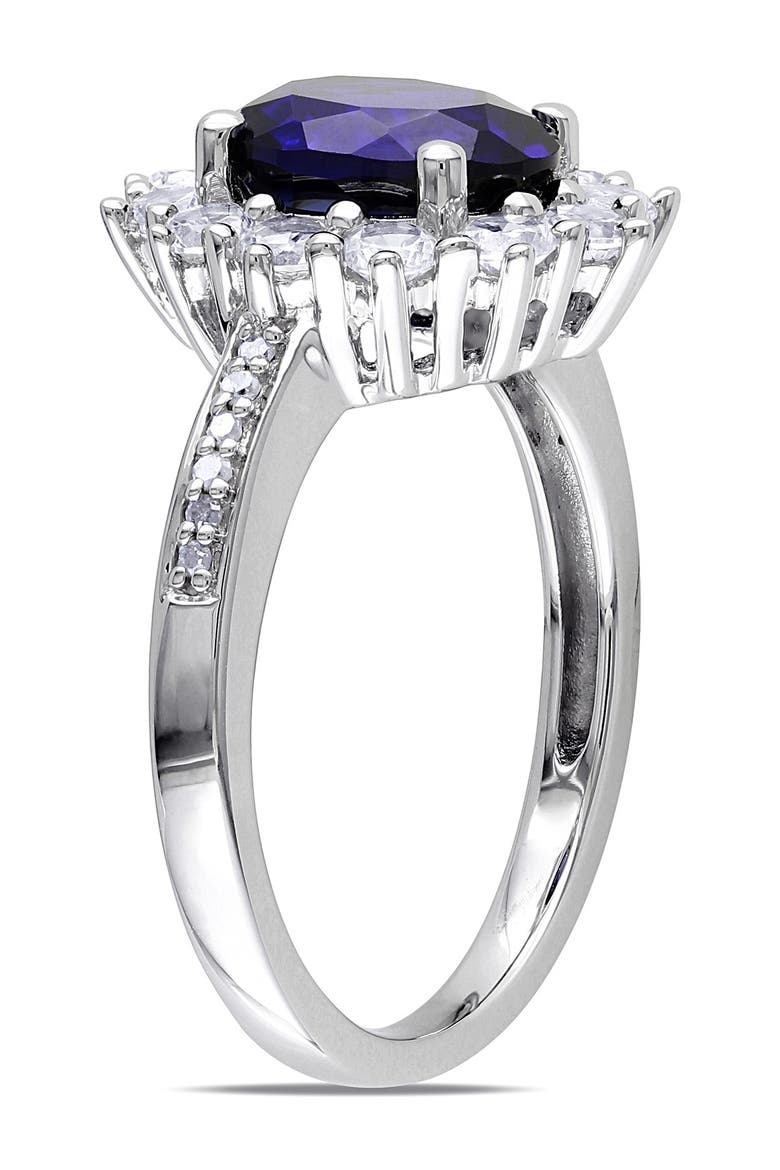 Diamond & Created Sapphire Ring - 0.05 ctw, Alternate, color, BLUE