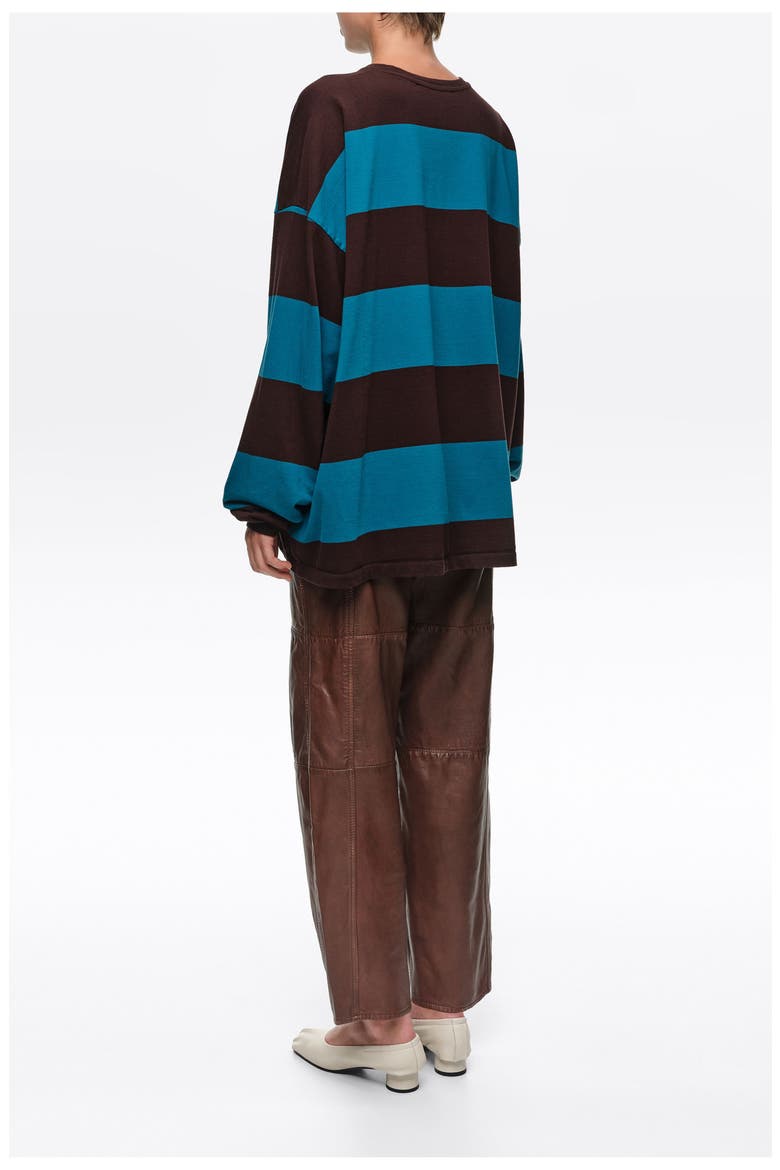 Oversize Striped Long T-shirt, Alternate, color, TEAL