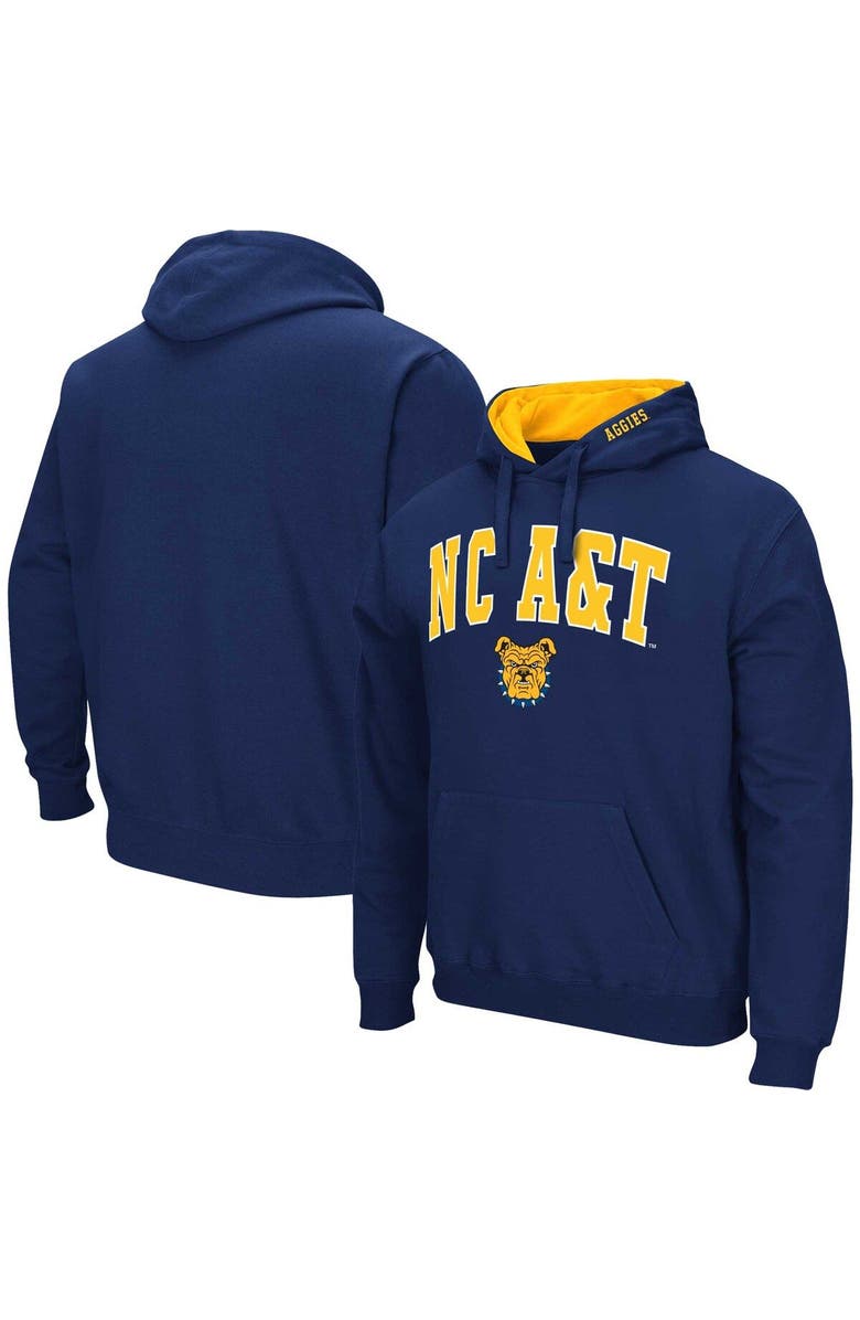 COLOSSEUM Men's Colosseum Navy North Carolina A&T Aggies Arch & Logo 3.0 Pullover Hoodie, Main, color, Navy