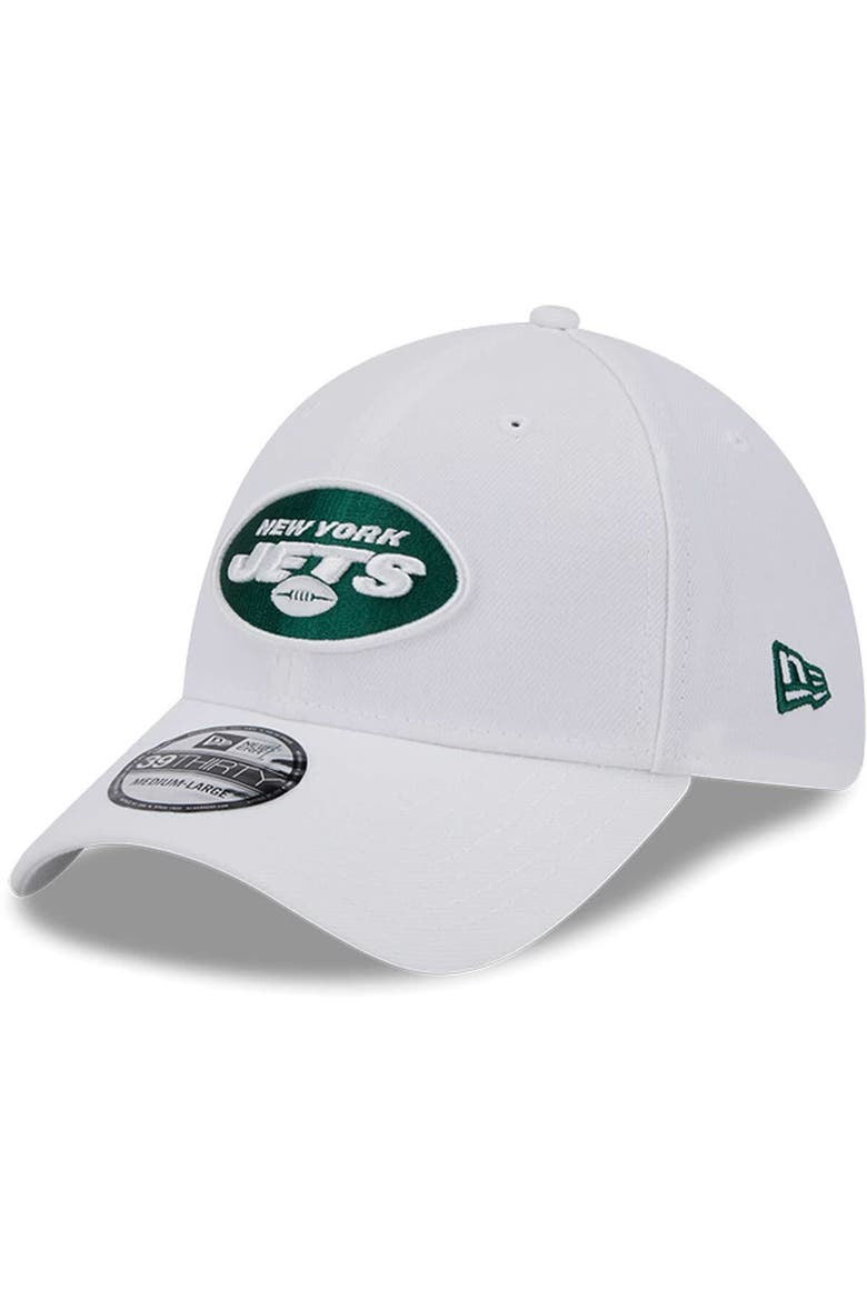 Men's New Era White New York Jets Main 39THIRTY Flex Hat, Main, color, White