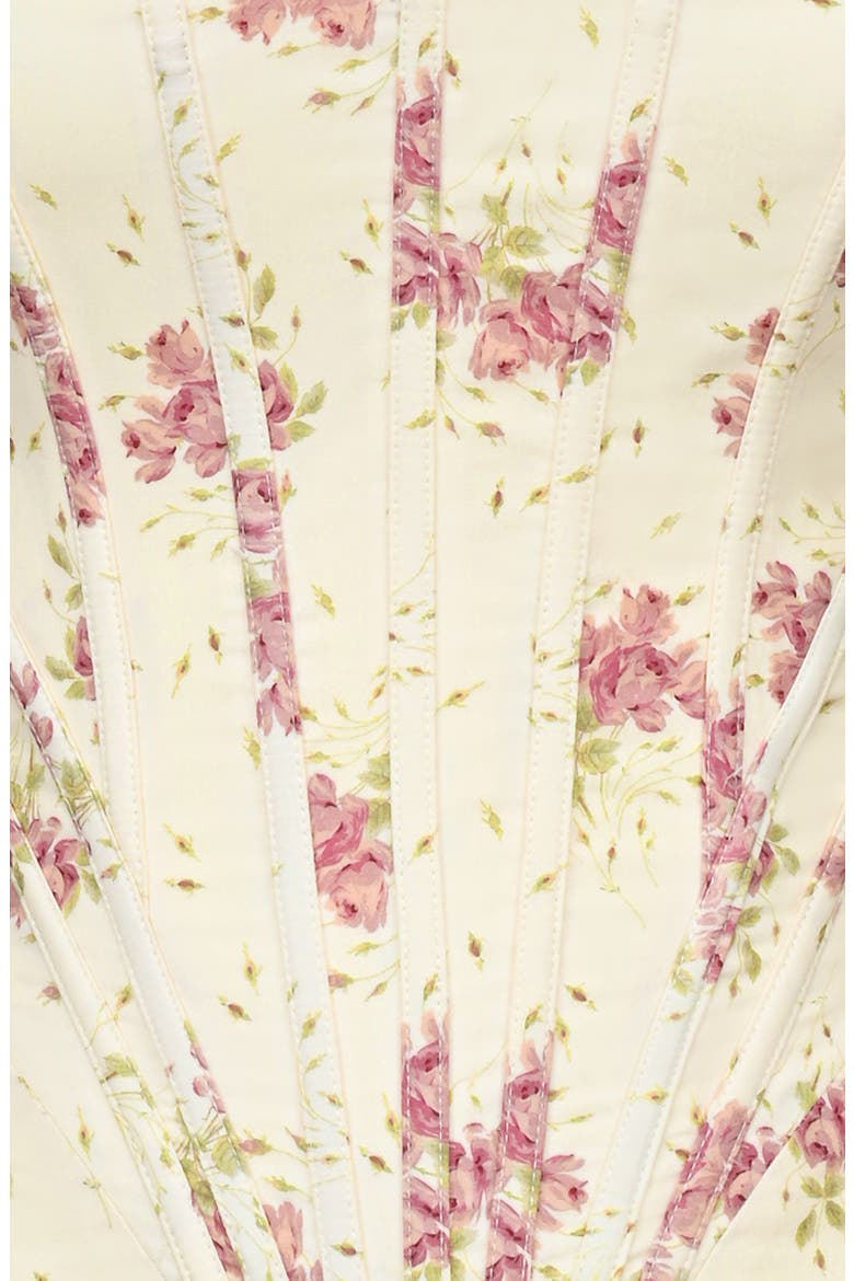 Cadie Stretch Cotton Corset Top, Alternate, color, IVORY VINTAGE ROSE PRINT