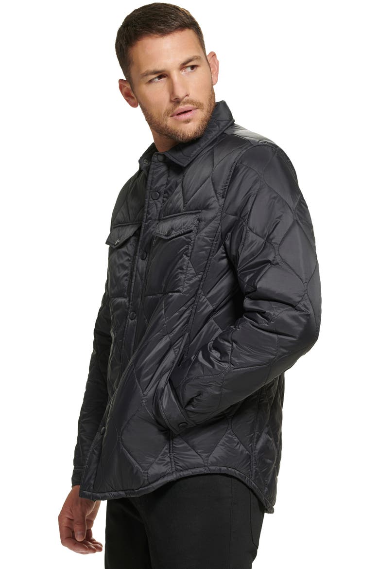 Water Resistant Quilted Shirt Jacket, Alternate, color, BLACK