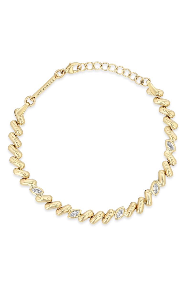 Zoë Chicco Diamond San Marco Chain Bracelet, Main, color, 14K Yellow Gold