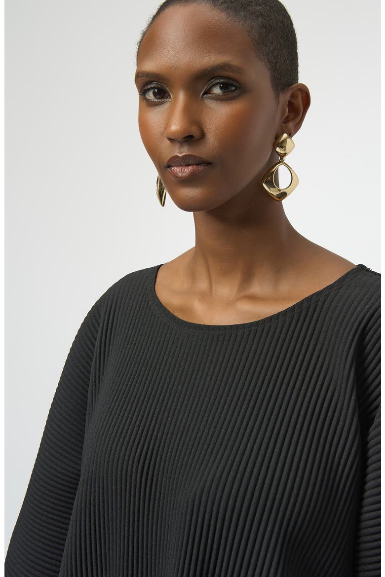 Pleated Scuba Crepe Boxy Top, Alternate, color, BLACK