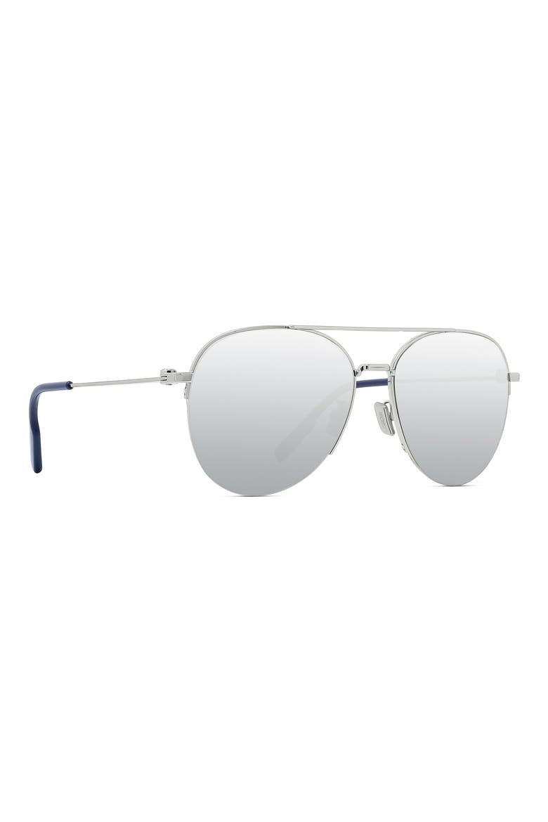 Dior180 59mm Aviator Sunglasses, Alternate, color, SHINY PALLADIUM / SMOKE MIRROR