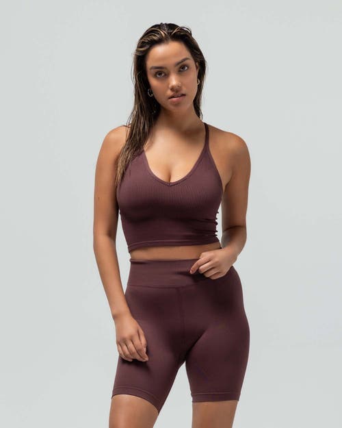 Reformer The Crop Racerback V-neck Tank Top In Brown