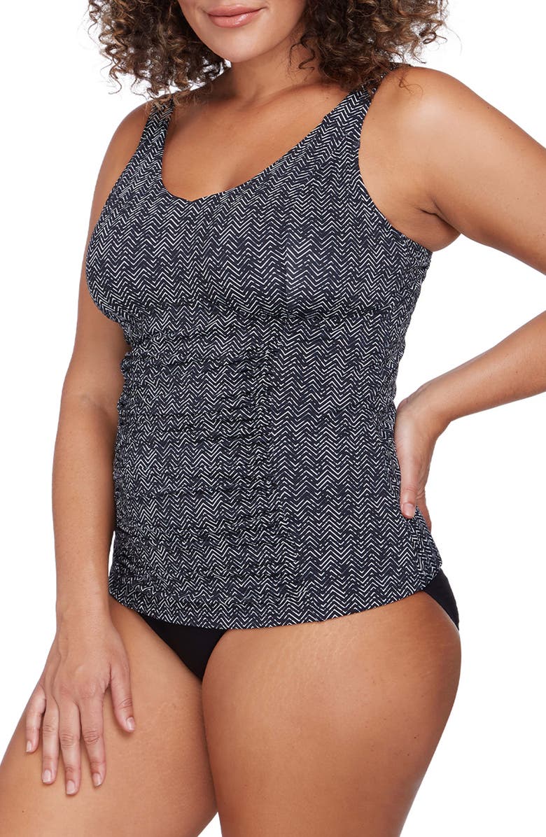 Artesands Zig Zag Raphael E- & F- Cup Underwire Tankini Top, Alternate, color,