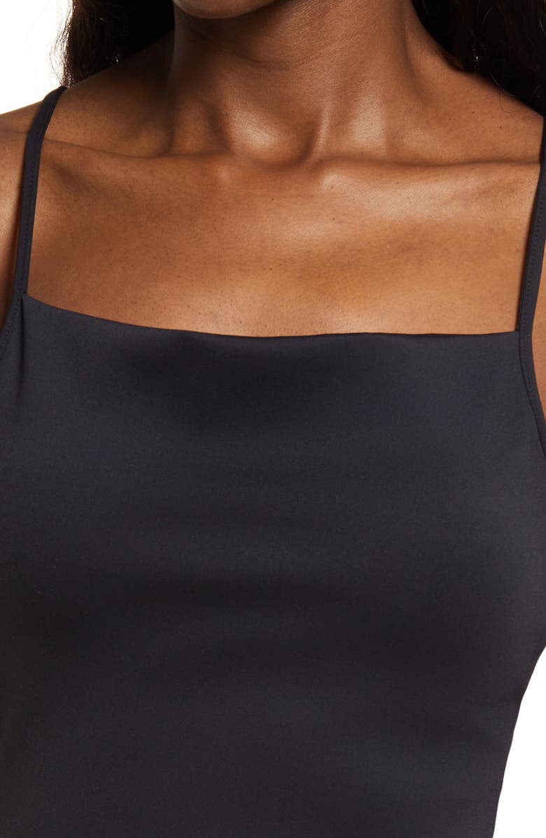 Good American Spaghetti Scuba Knit Midi Dress, Alternate, color,