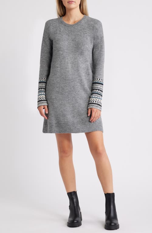 Hatley Sadie Jacquard Detail Long Sleeve Sweater Minidress in Grey 