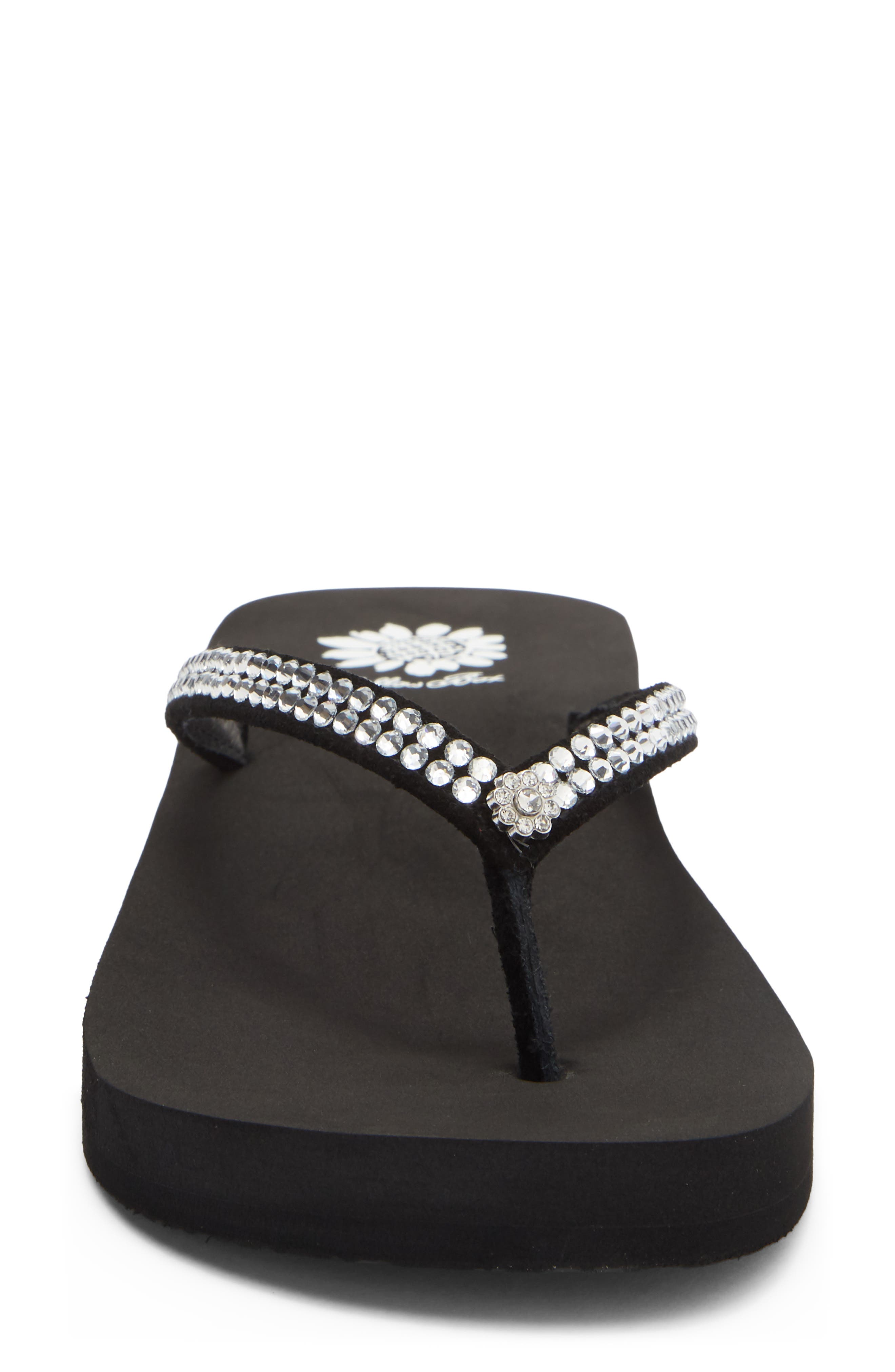 Yellow Box Premium Jello Flip Flop Jewelled Sandal, Alternate, color, Black