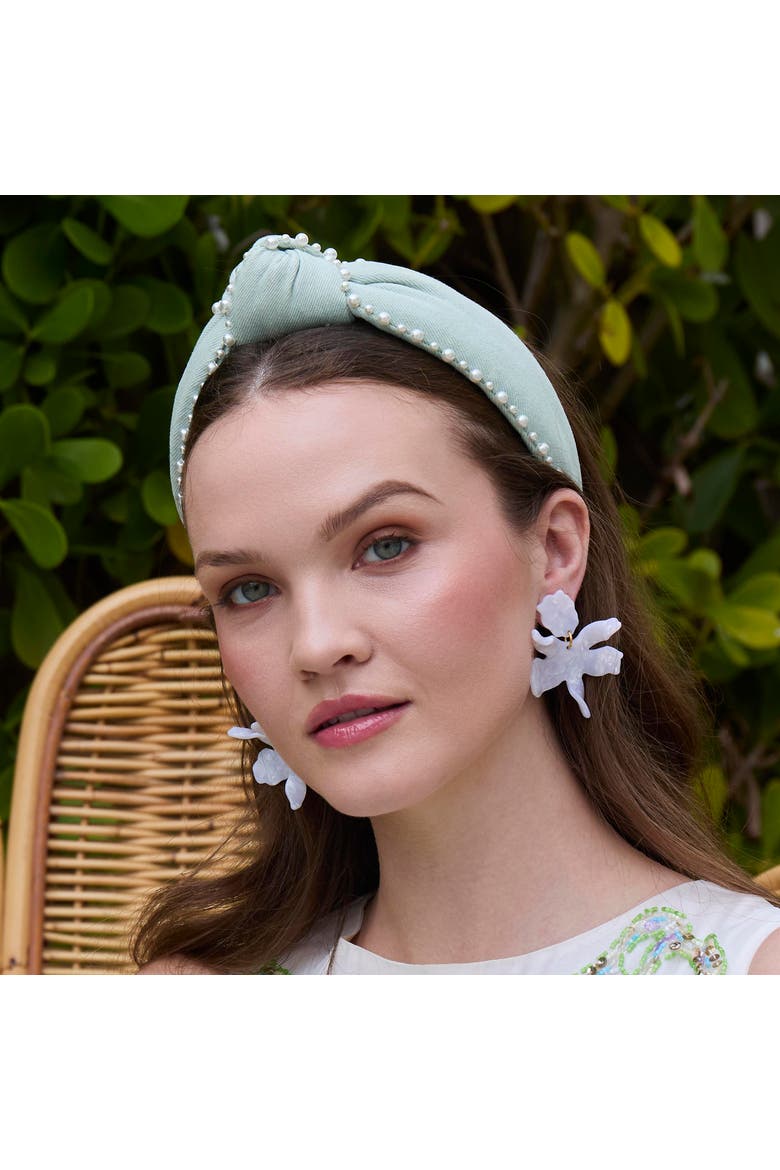 Knotted Pearl Edge Headband, Alternate, color, BLUE