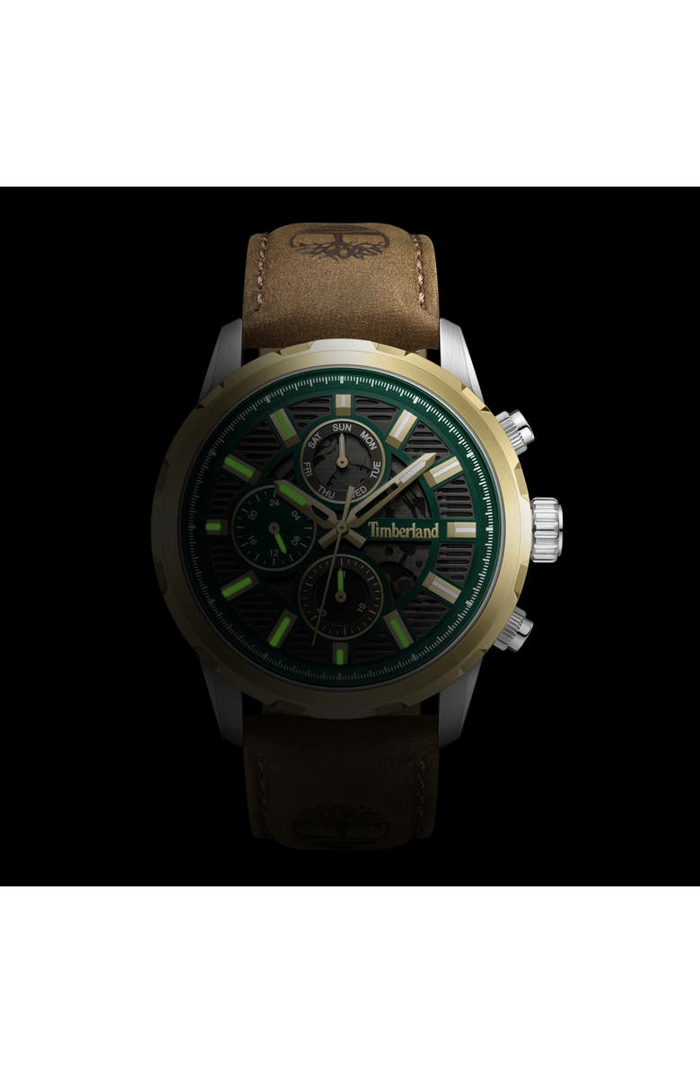 Timberland Hampton Harbour Multifunction Chronogrpah Leather Strap Watch, 46mm, Alternate, color, 