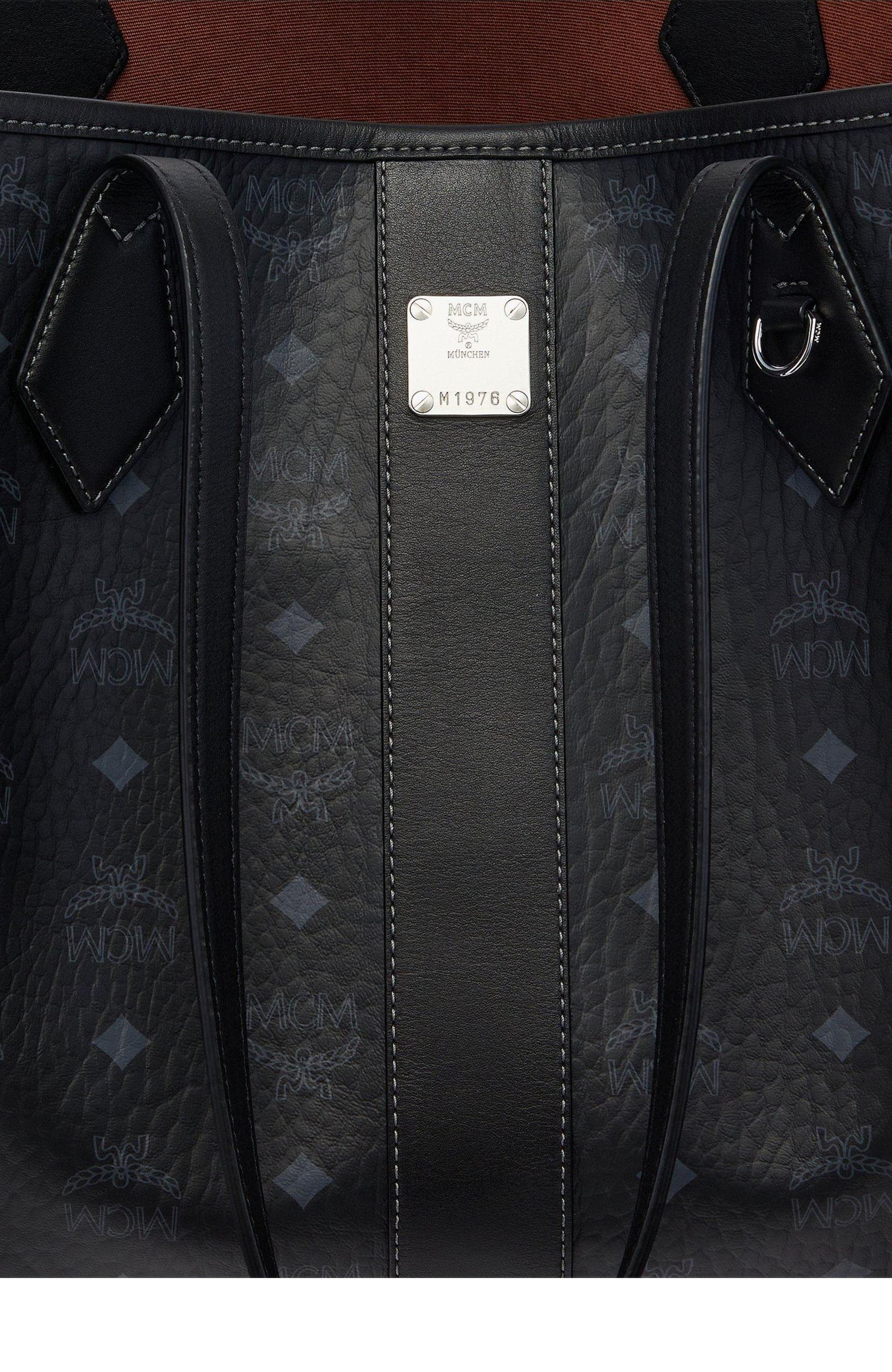 MCM New Medium Liz Shopper in Visetos, Alternate, color, Black