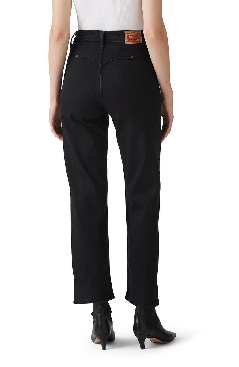 Levi's<sup>®</sup> Ribcage Riveted High Waist Ankle Straight Leg Jeans, Alternate, color, Flash Black