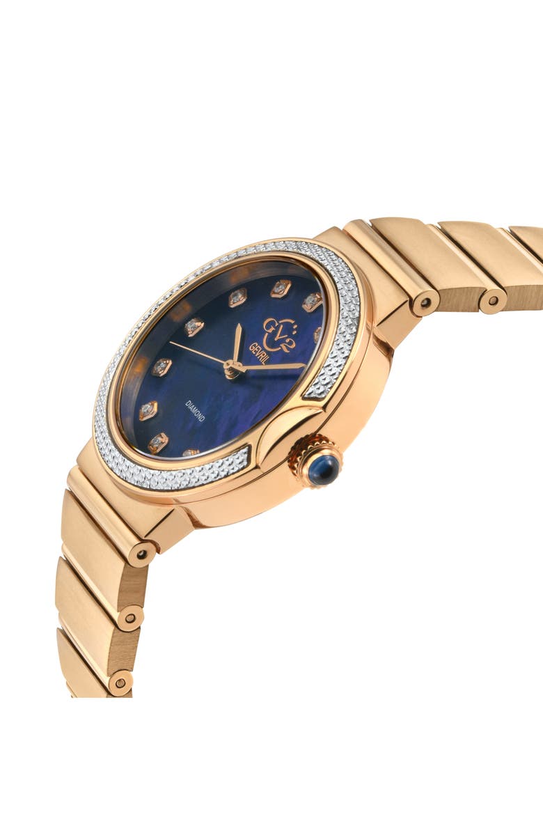 GEVRIL Sorrento Diamond Embellished Bracelet Watch, 32mm, Alternate, color, Rose Gold
