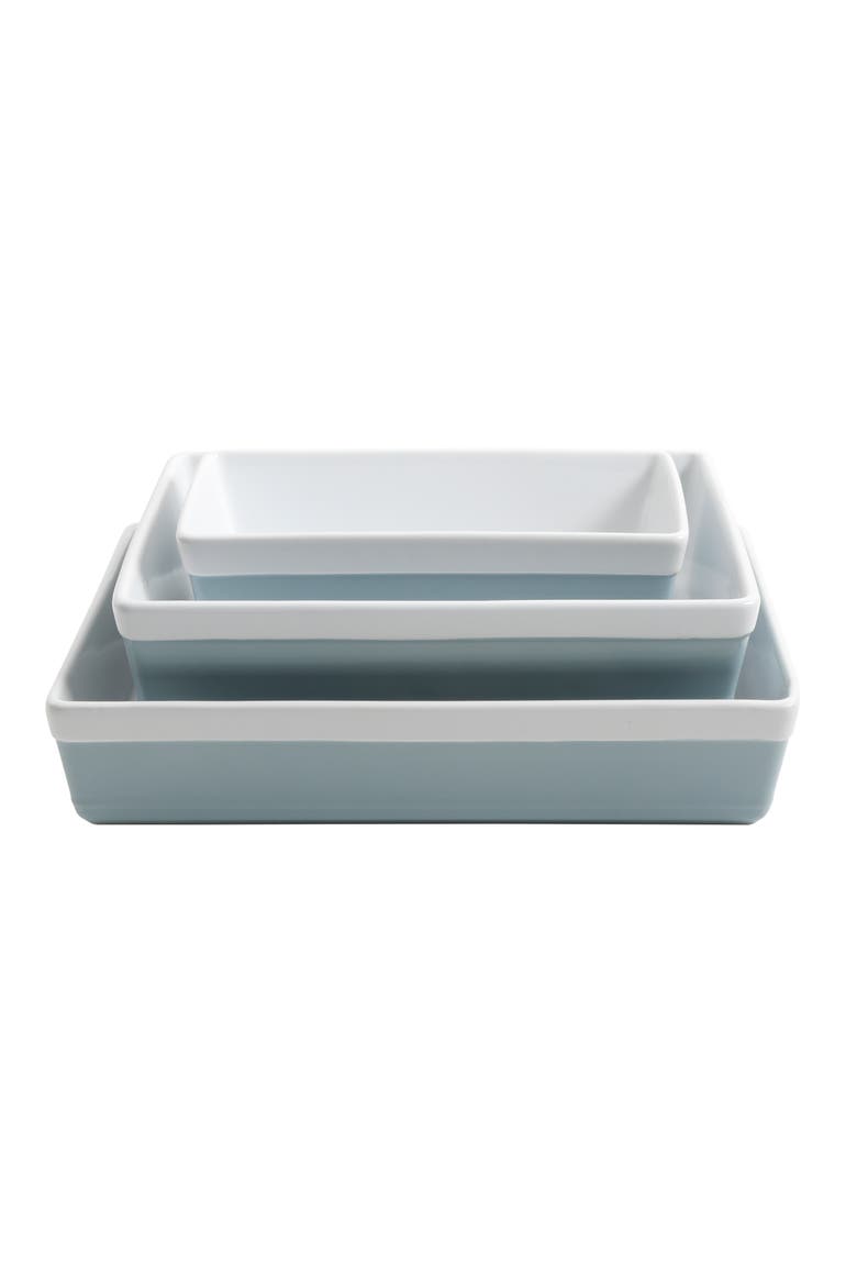 3-Piece Stoneware Baker Set, Oven-Safe Baking Dishes for Casseroles & Desserts, Alternate, color, Dusty Blue