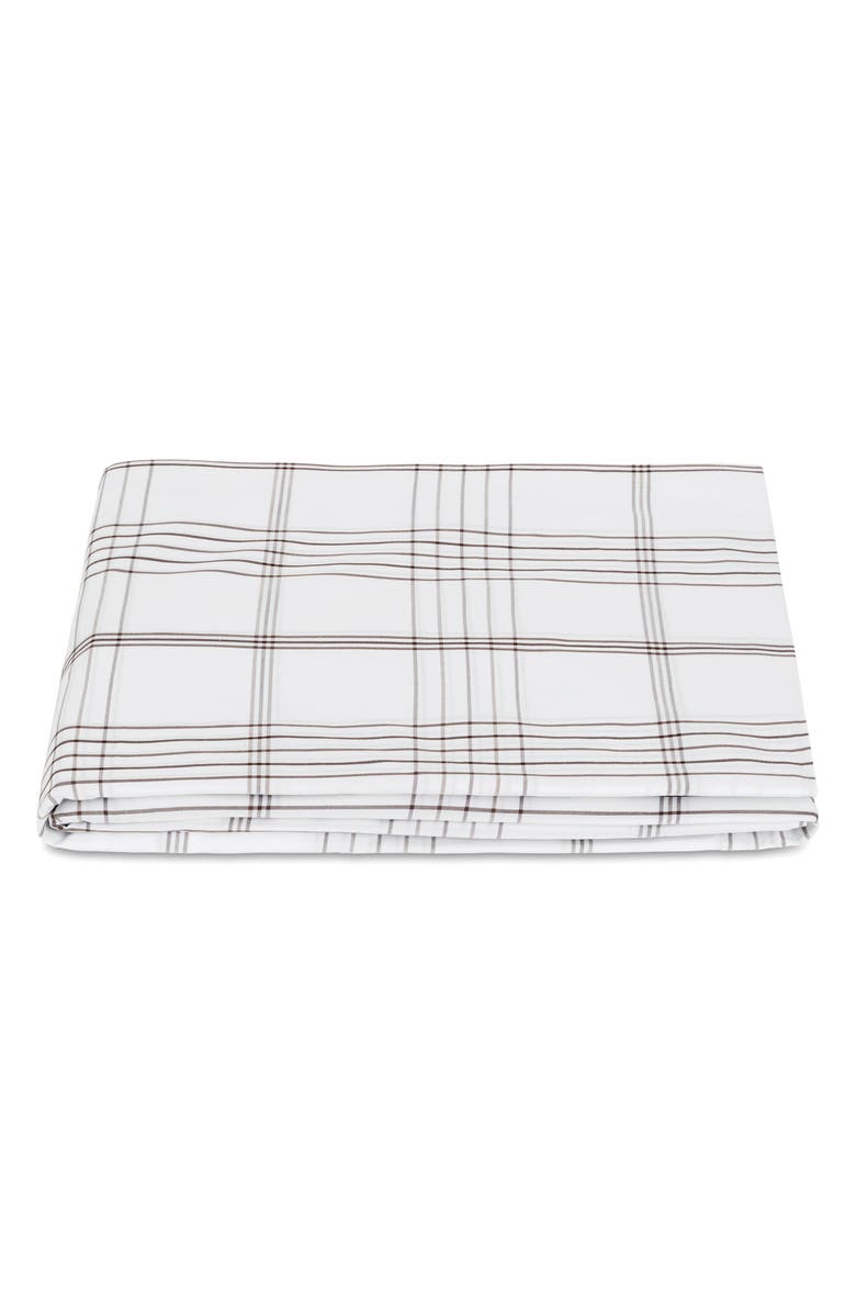Matouk August Plaid 500 Thread Count Fitted Sheet, Main, color, Sable