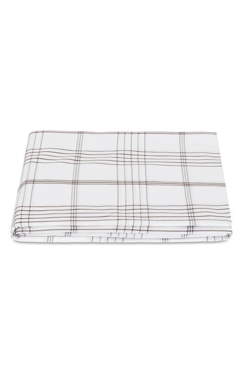 Matouk August Plaid 500 Thread Count Fitted Sheet In White
