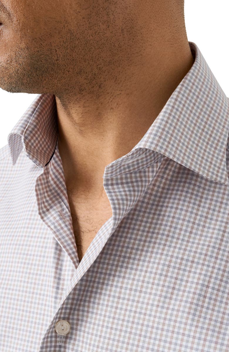 Eton Slim Fit Microcheck Shirt, Alternate, color, Medium Red