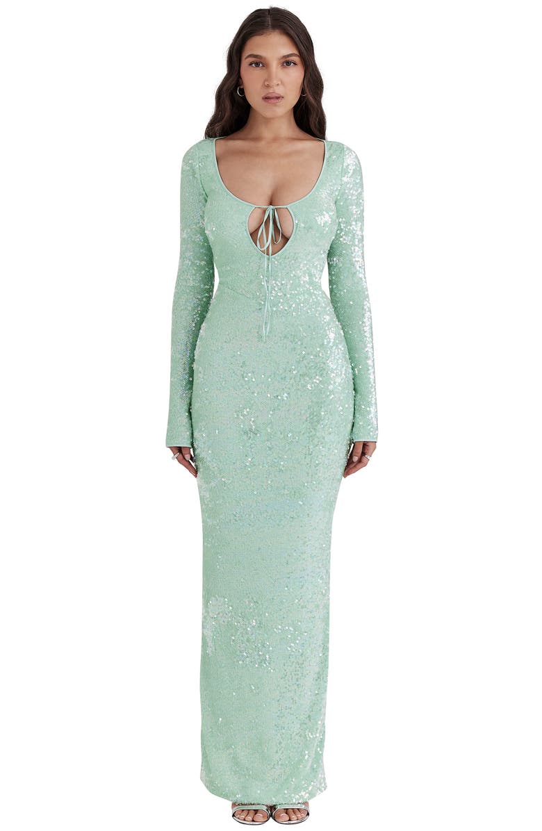 HOUSE OF CB Titania Sequin Long Sleeve Gown, Alternate, color,
