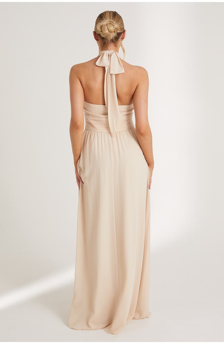 Six Stories Halter Neck Chiffon Bridesmaid Dress, Alternate, color, Cream