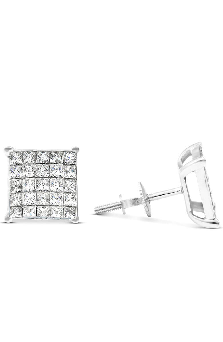 Bliss Diamond 1 Ct Diamond Princess Cut Screw Back Studs Womens Earrings 10k Gold, Alternate, color, 