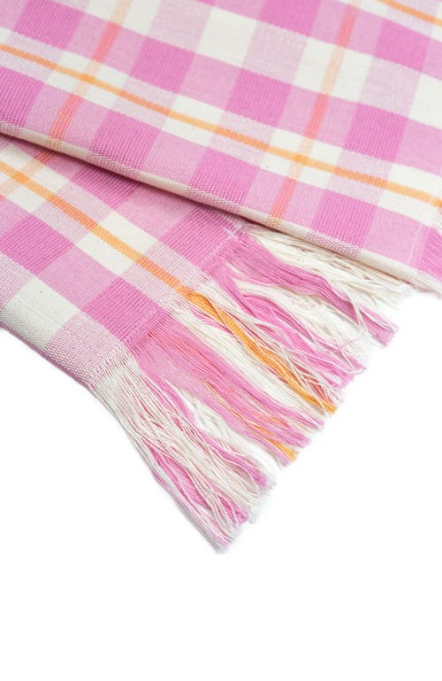 Archive New York Handwoven Colorful Plaid Cotton Kitchen Towel In Pink
