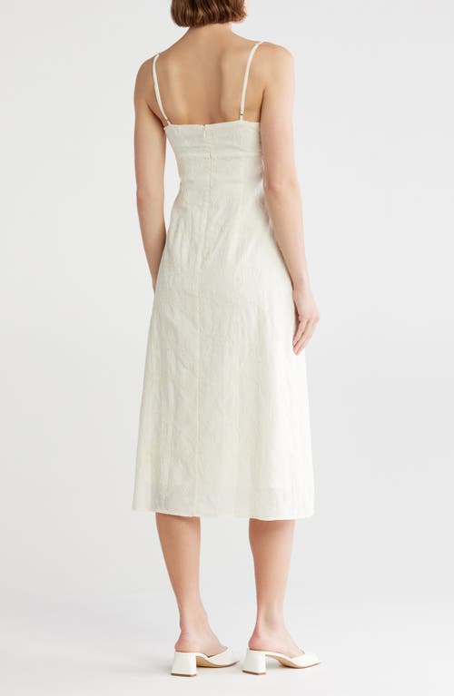 Lush Embroidered A-line Midi Dress In White
