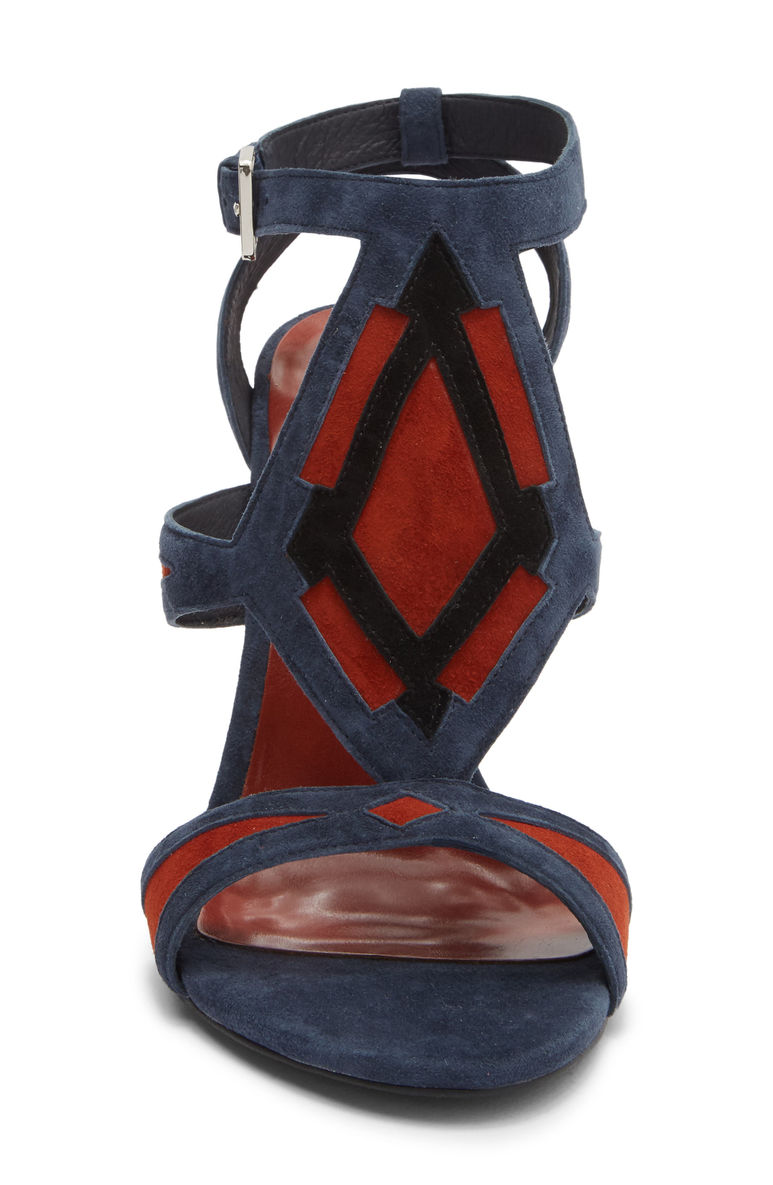 Tam-Tam Wedge Sandal, Alternate, color, NAVY SUEDE ORANGE