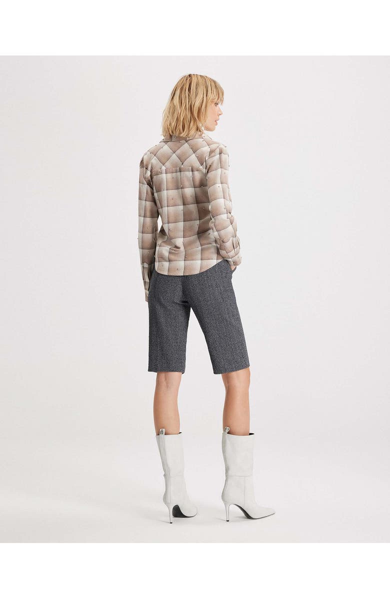 THEO The Label Europa Plaid Flannel Crystal Shirt, Alternate, color, Wheat