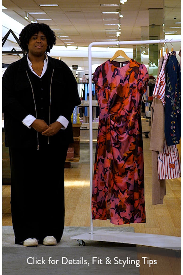 Lisbeth Floral Cap Sleeve Satin Midi Dress video