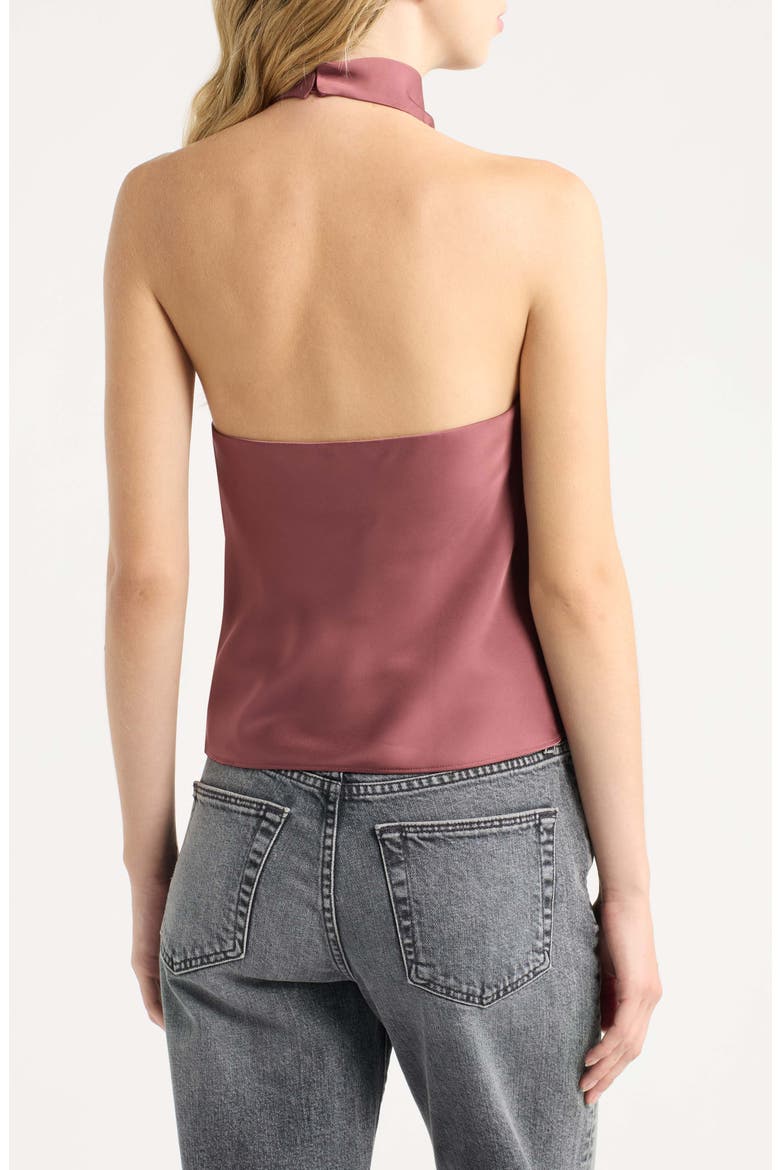 Fogline Satin Open Back Halter Top, Alternate, color, PLUM