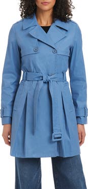 Kate Spade New York belted double breasted pleated trench coat