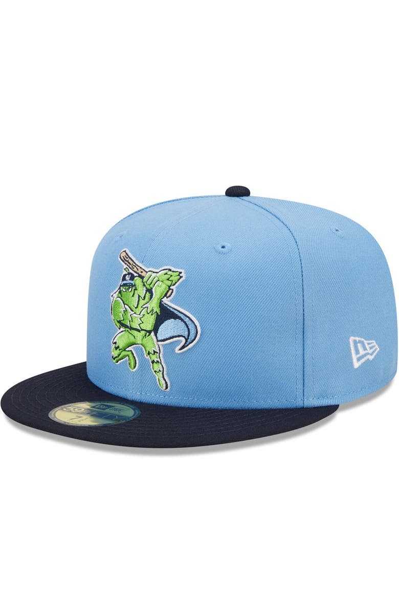 New Era Men's New Era Light Blue/Navy Hillsboro Hops Marvel x Minor League 59FIFTY Fitted Hat, Main, color, 
