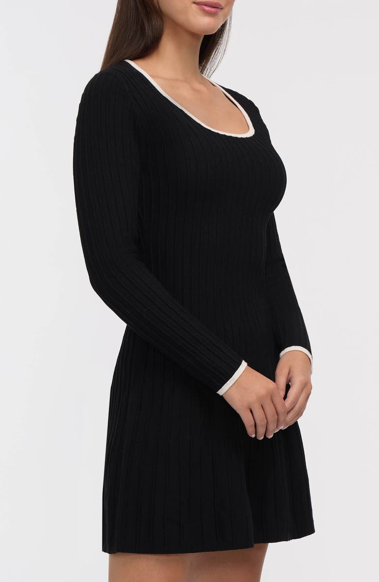 Ellen Tracy Square Neck Sweater Dress, Alternate, color, Black