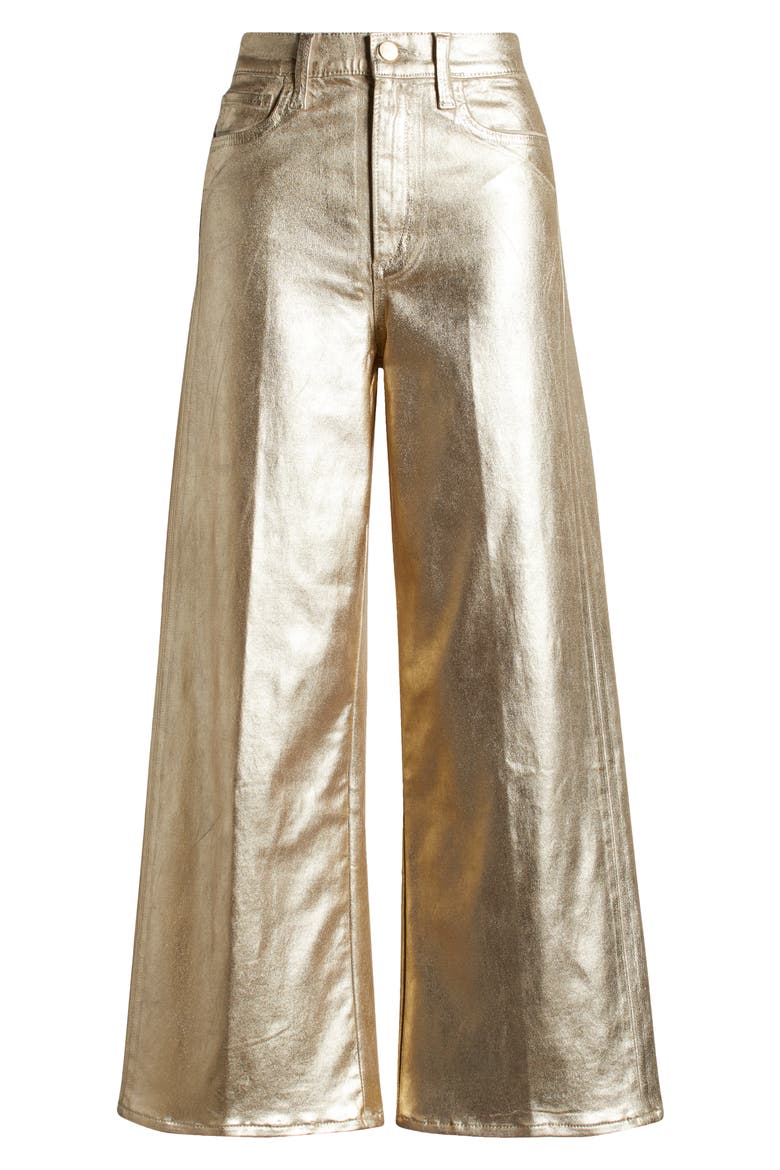 Mia Metallic High Waist Wide Leg Pants, Alternate, color, GOLD FOIL