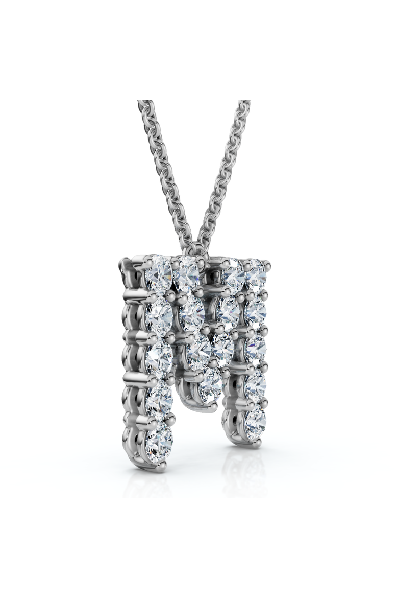 1Ct Diamond Initial "M" Pendant 14k Gold 18" Necklace Lab Grown 5/8" Tall, Main, color, White Gold