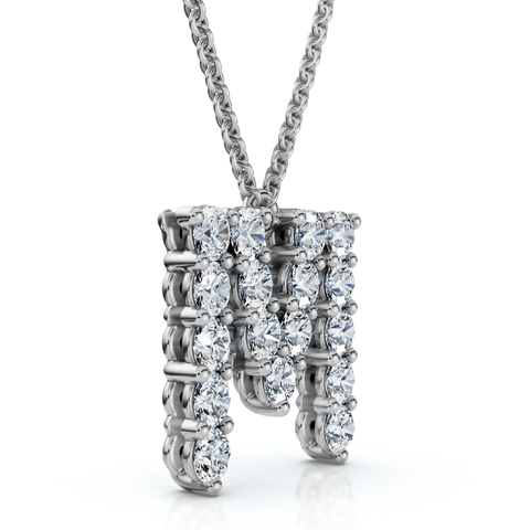 1Ct Diamond Initial "M" Pendant 14k Gold 18" Necklace Lab Grown 5/8" Tall