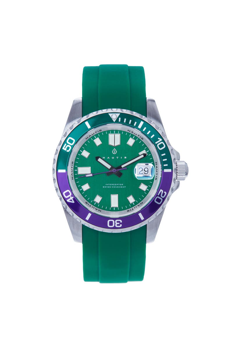 Nautis Interceptor Box Set with Interchangable Bands and Date Display, Main, color, Green