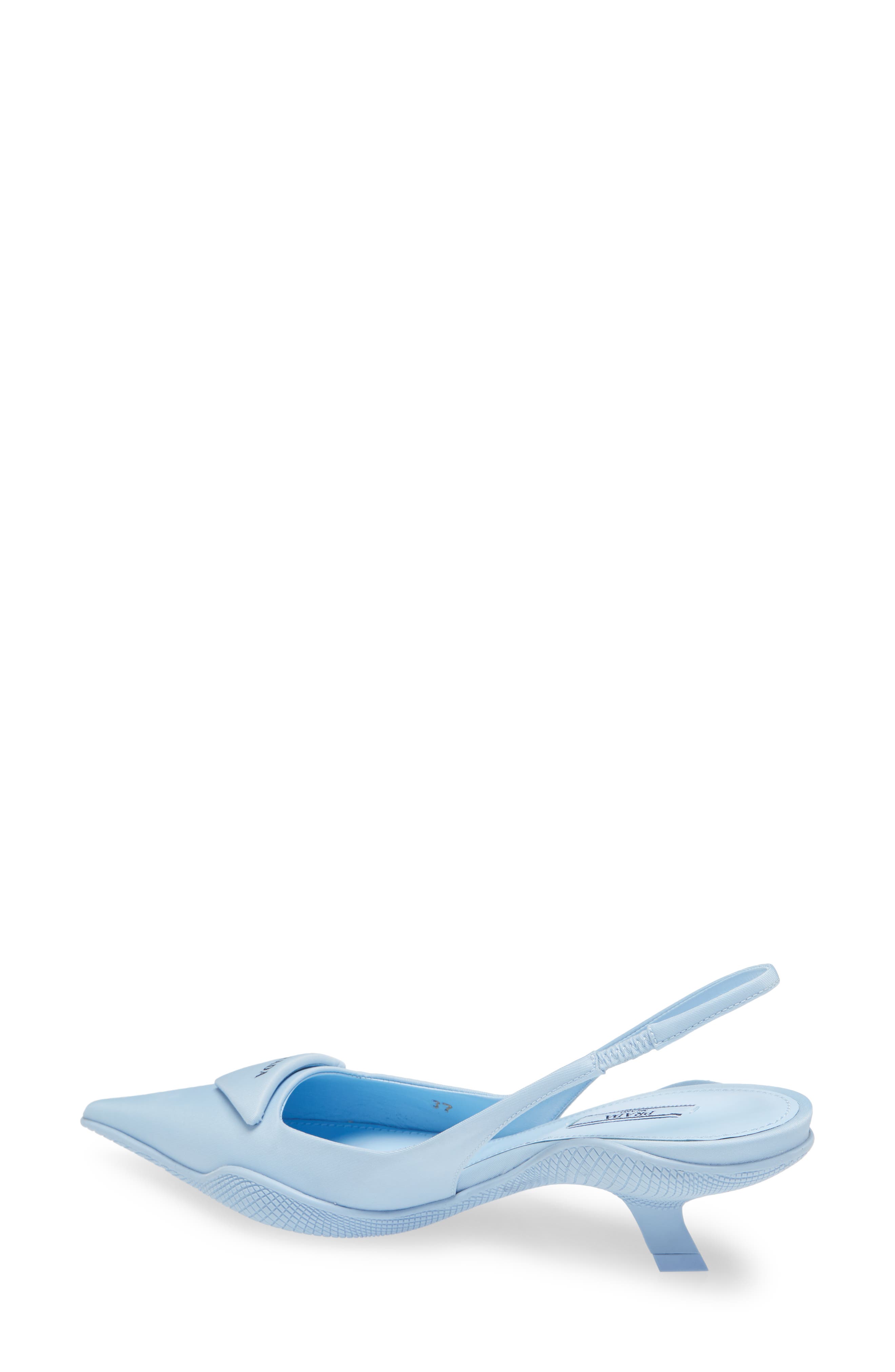 Prada Triangle Logo Pointed Toe Slingback Pump, Alternate, color, 