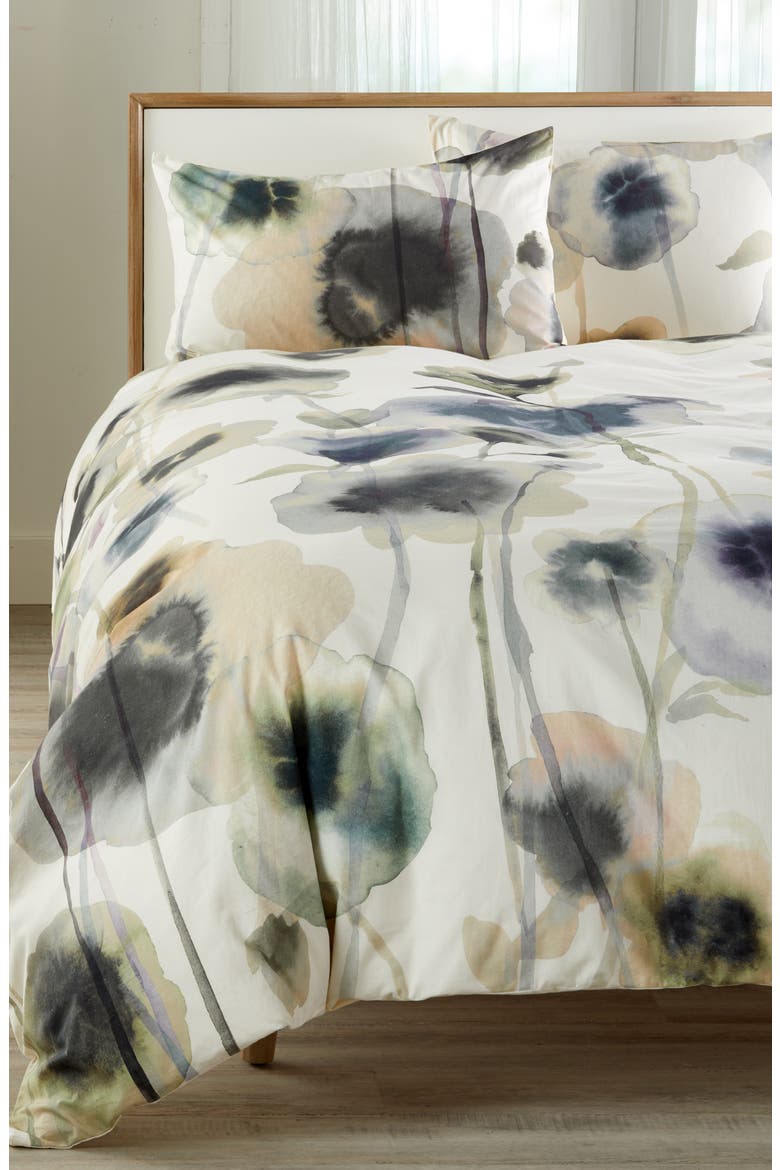 Floral Print Duvet Cover, Main, color, WHITE WHISPER