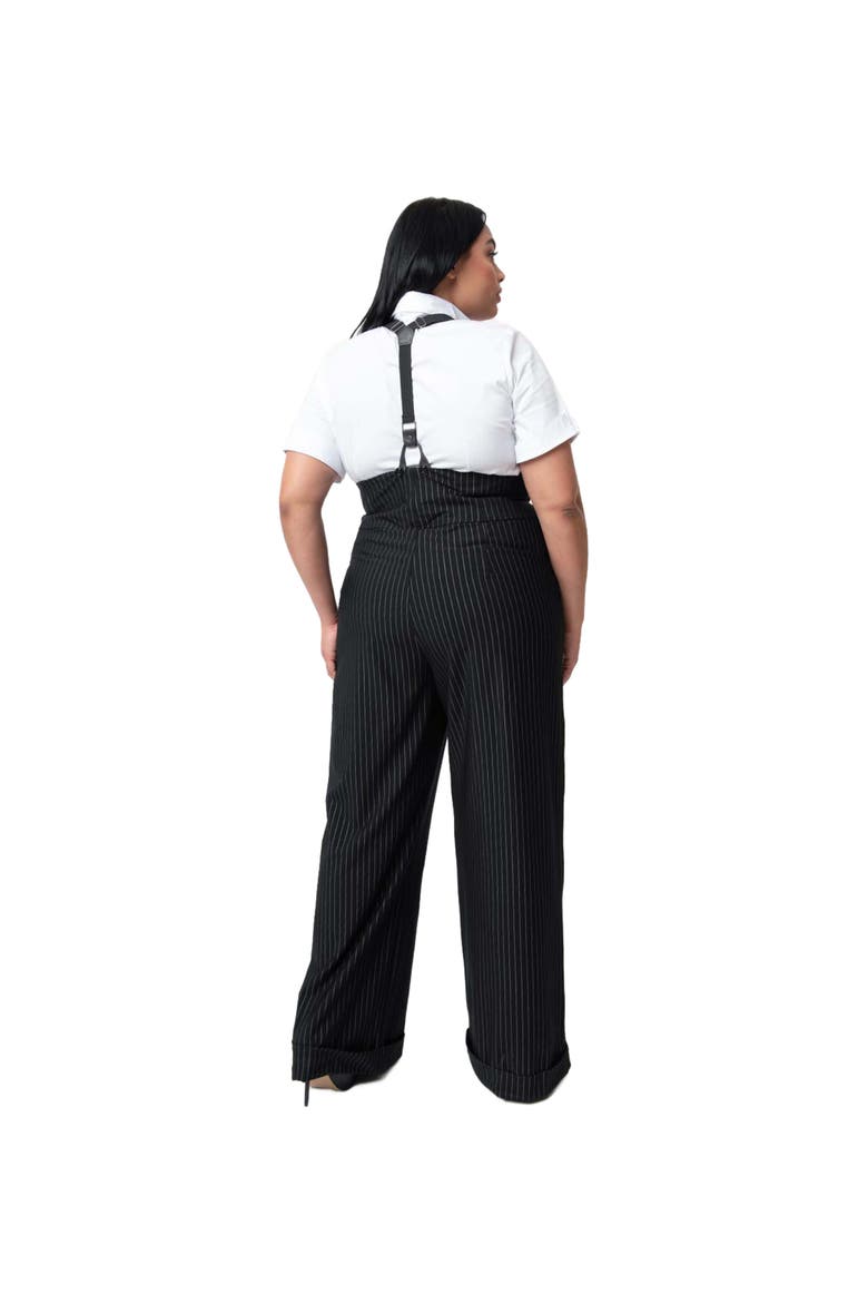 Plus Size Wide Leg Rochelle Suspender Pants, Alternate, color, Black