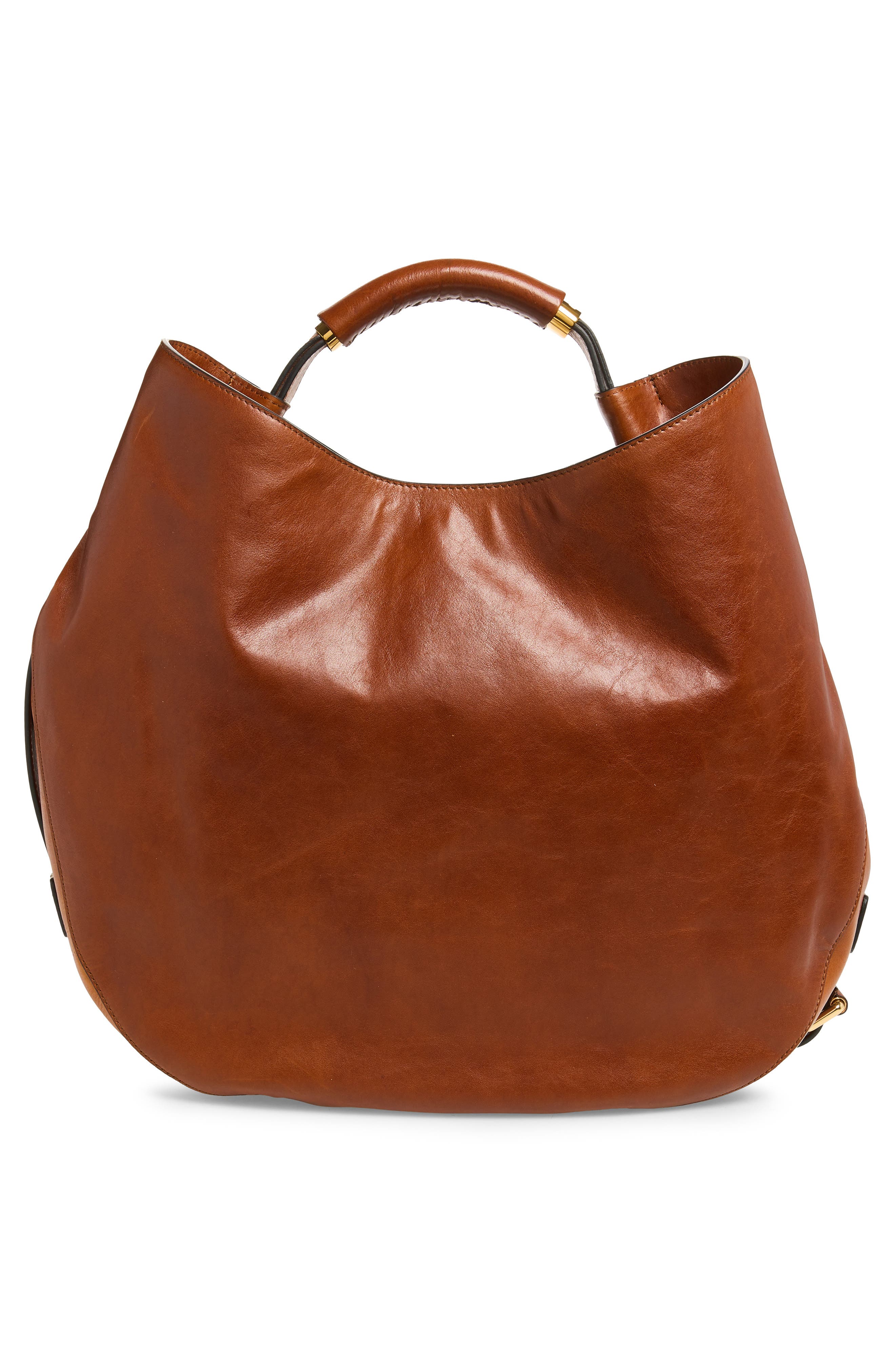 Moschino Handle Me Leather Hobo Bag, Alternate, color, Hide 20A Od9