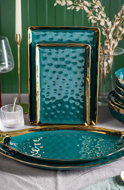 Stone Lain Florian Porcelain 2-piece Serving Plate Set In Blue
