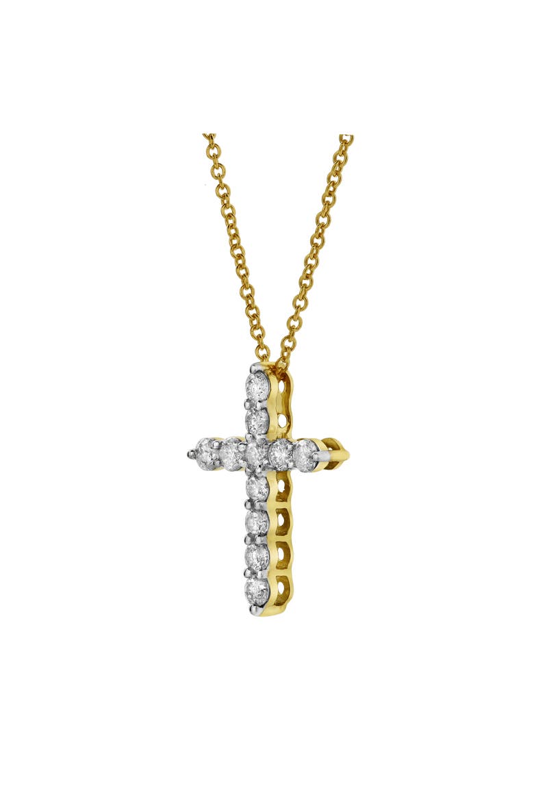 Petite Cross Diamond Pendant in 10K Yellow Gold, Alternate, color, 10K Yellow Gold